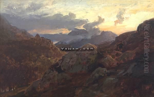 Abend Im Hochgebirge Oil Painting by Hans Fredrik Gude