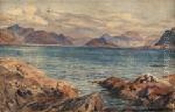 Fjordlandskap Oil Painting by Hans Fredrik Gude