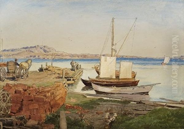 From Fredriksvern1884 Oil Painting by Hans Fredrik Gude