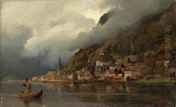 Hallstaetter See Oil Painting by Hans Fredrik Gude