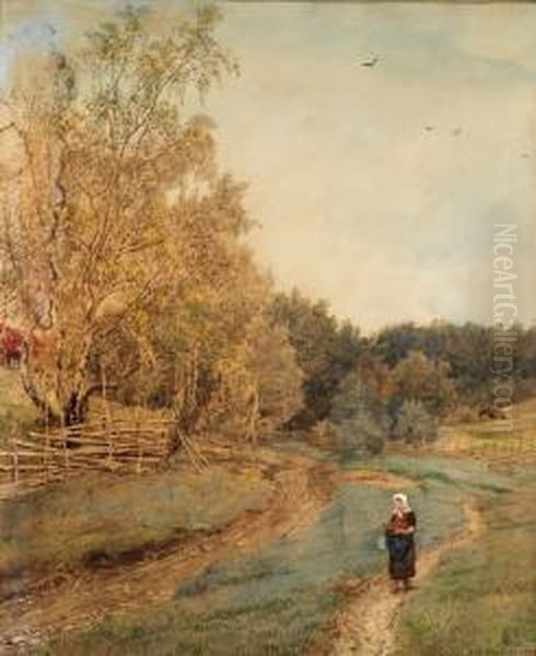 Fra Ask Pa Ringerike 1887 Oil Painting by Hans Fredrik Gude