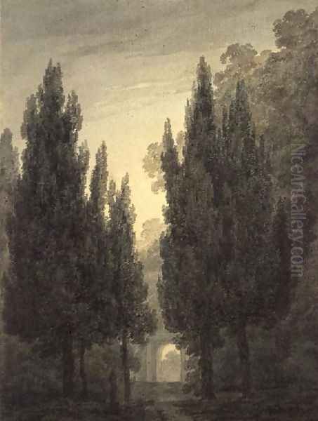 In the Gardens of the Villa Pamphili Oil Painting by John Robert Cozens