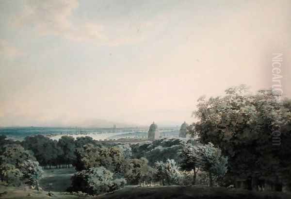 London from Greenwich Hill c.1791 Oil Painting by John Robert Cozens