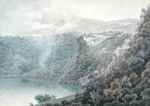 The Lake and Town of Nemi, 1778 Oil Painting by John Robert Cozens