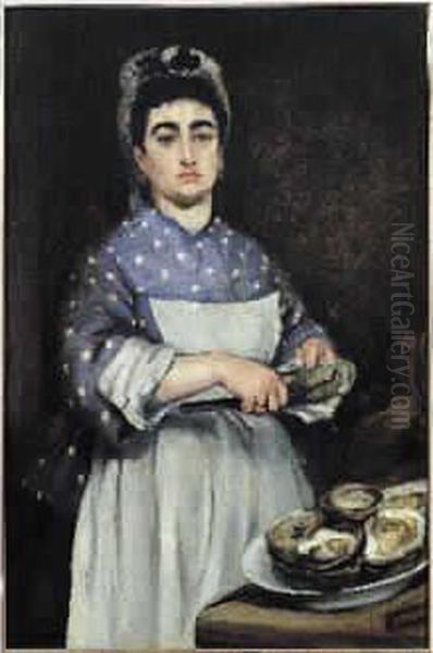 Jeune Femme Ouvrant Des Huitres Oil Painting by Jeanne Guerard-Gonzales