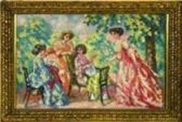 femmes Dans Un Parc Oil Painting by Charles Francois Prosper Guerin