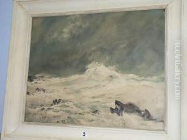 L'ocean A Quiberon Oil Painting by Ernest Guerin