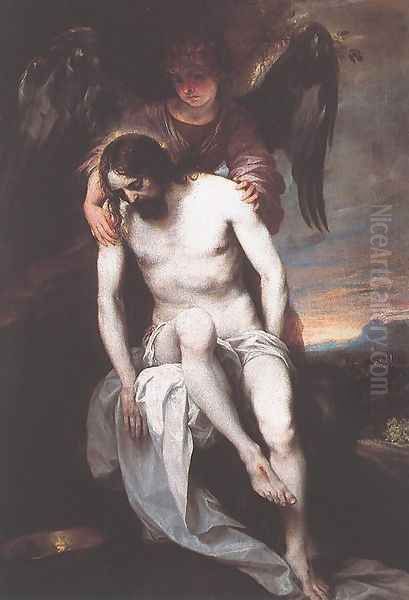 The Dead Christ Supported by an Angel 1646-52 Oil Painting by Alonso Cano