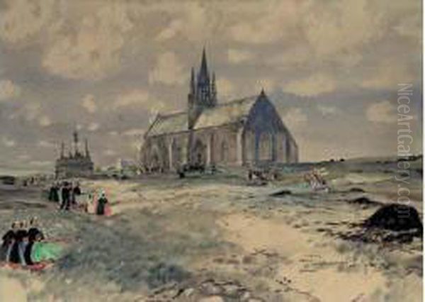 Paysage A L'eglise Tronoen Saint Jean Trolimon Bretagne by Ernest Guerin