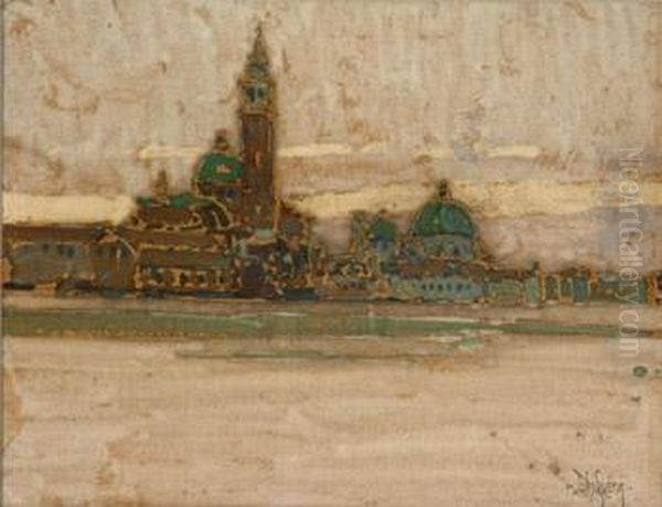 View Of St. Mark's Square From The Grand Canal Oil Painting by Jules Guerin