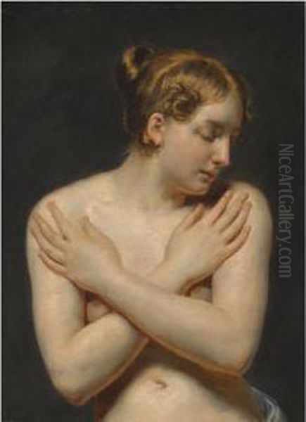 Study Of A Young Woman With Her Arms Folded by Baron Pierre-Narcisse Guerin