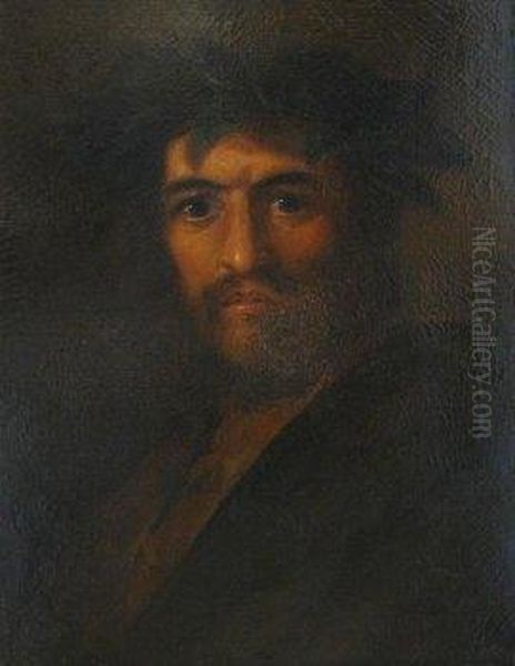 Portrait, Bust-lenght, Of A Poet With Laurel Wreath. Oil Painting by Baron Pierre-Narcisse Guerin