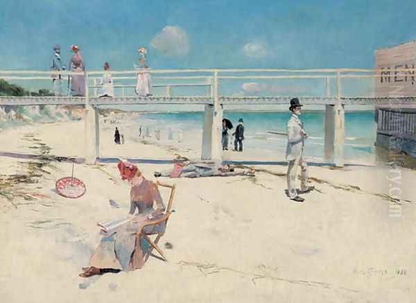 A Holiday at Mentone, 1888 Oil Painting by Charles Edward Conder