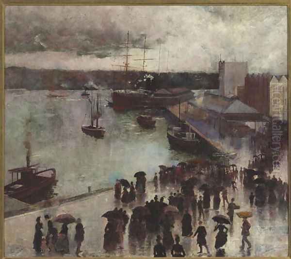 Departure of the Orient - Circular Quay, 1888 Oil Painting by Charles Edward Conder