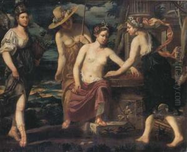 Vertumnus Offering Fruits To Pomona Oil Painting by Giovanni Francesco Guerrieri