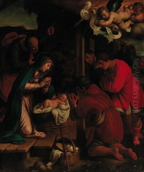 The Adoration Of The Shepherds Oil Painting by Giovanni Francesco Guerrieri