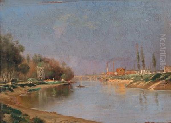 Landscape With River Oil Painting by Armand Guery