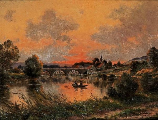 Le Soir Sur La Marne A Casnieres Pres D'epernay Oil Painting by Armand Guery