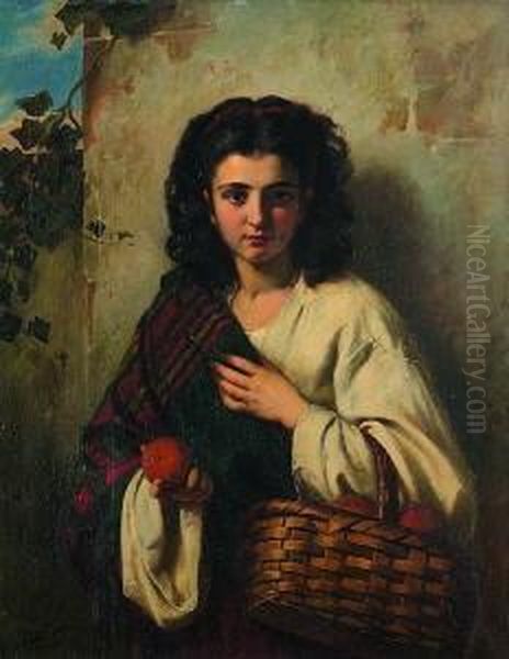 Kleine Orangenverkauferin Oil Painting by Karl Adolf Gugel