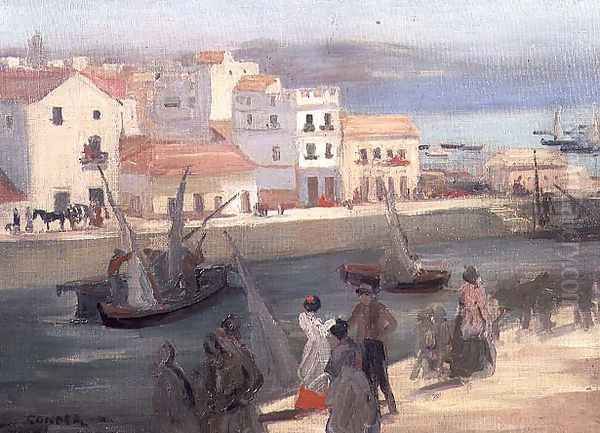 Quayside Oil Painting by Charles Edward Conder