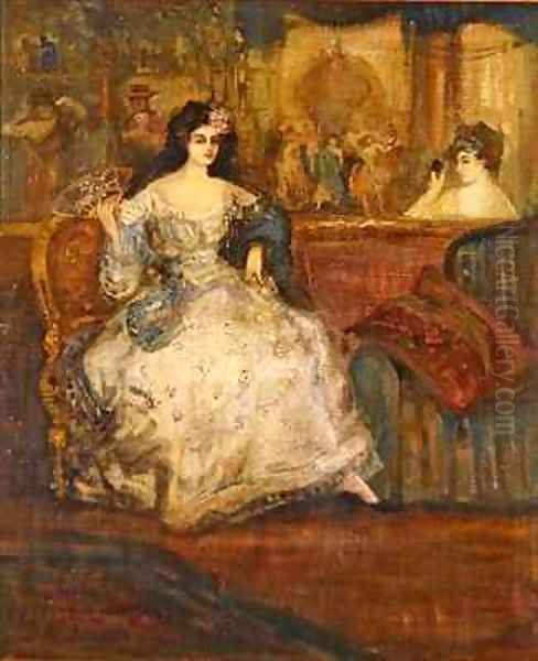 Femme Dans Une Loge Au Theatre Oil Painting by Charles Edward Conder