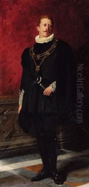 Portrait Of J. O. R. Fairlie Of Myres, Standing Full-length, Inceremonial Robes Oil Painting by Giuseppe Guidi