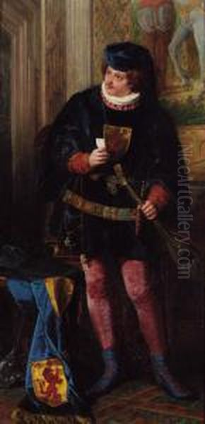 Portrait Of J. O. R. Fairlie Of 
Myres, Standing Full-length,dressed As A Mid-fifteenth Century 
Troubadour Oil Painting by Giuseppe Guidi