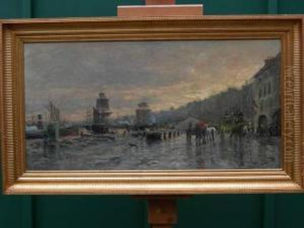 Port Anime En Ville Oil Painting by Alexandre-Gaston Guignard