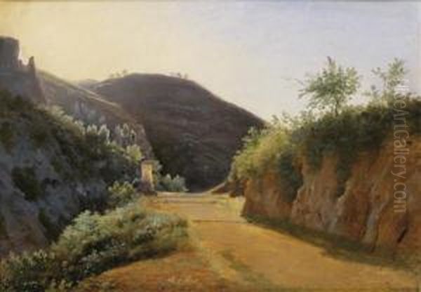 Subiaco, Campagne De Rome, D'apres Une Inscription Au Revers Oil Painting by Charles Louis Guigon