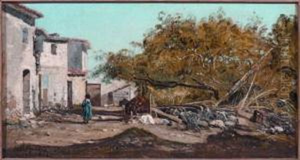 Le Hameau De La Mede, Environs De Martigues Oil Painting by Paul-Camille Guigou