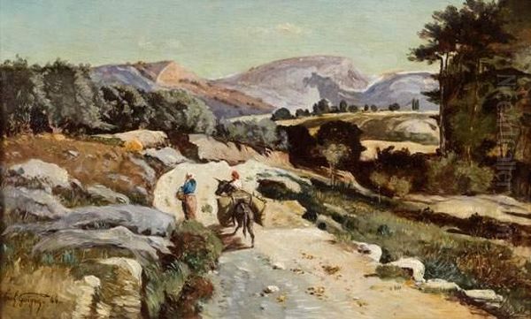 Route Provencale Au Mulet Bate Oil Painting by Paul-Camille Guigou