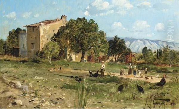 La Ferme Aux Dindons Oil Painting by Paul-Camille Guigou