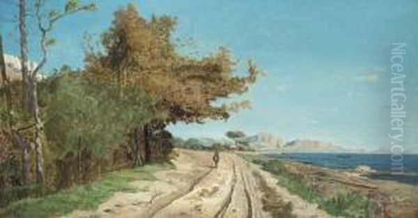 Route Au Bord De La Mediterranee, Pres De Marseille Oil Painting by Paul-Camille Guigou