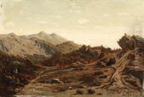 Les Collines De Saint-loup (the Hills Of Saint-loup) Oil Painting by Paul-Camille Guigou