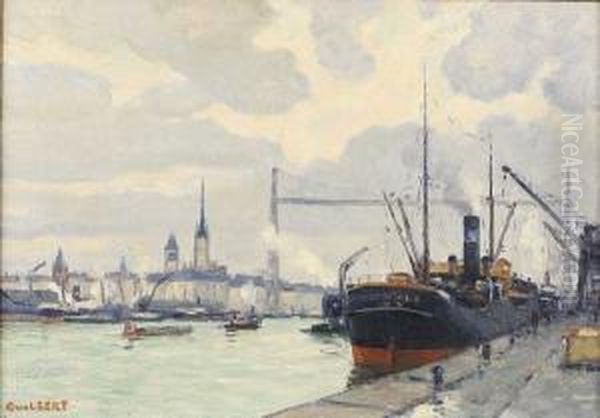 Port De Rouen Anime Oil Painting by Narcisse Guilbert