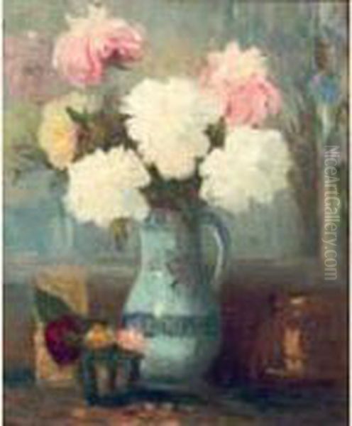 Bouquet De Fleurs Dans Un Vase Oil Painting by Narcisse Guilbert