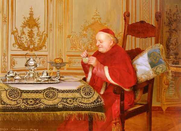 Teatime Oil Painting by Georges Croegaert