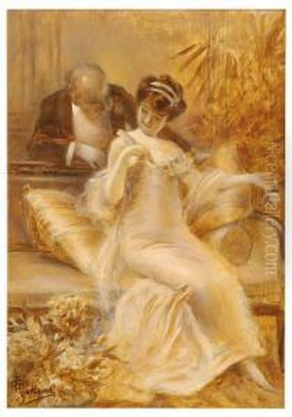 Manoeuvre De Seduction Oil Painting by Albert Guillaume