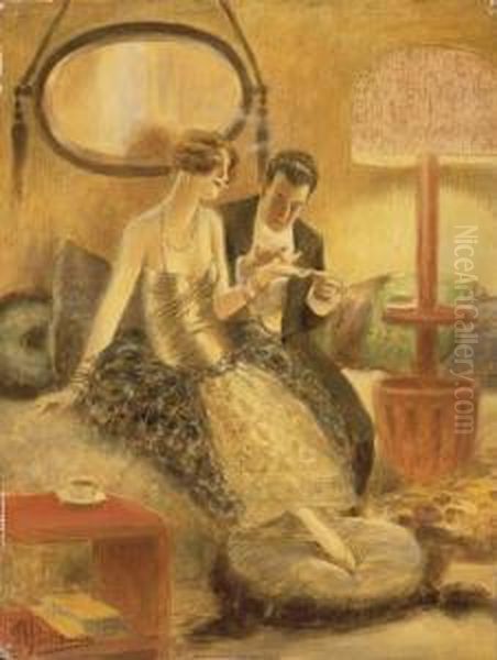 La Lecon De Seduction Oil Painting by Albert Guillaume