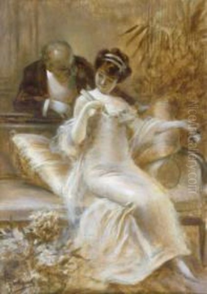 Manoeuvre De Seduction. Oil Painting by Albert Guillaume