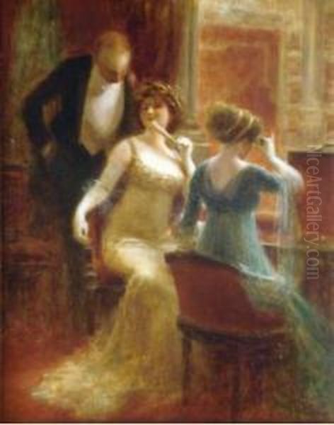 Dans La Loge De Theatre. Oil Painting by Albert Guillaume