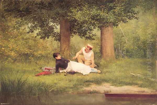 The Flirtation Oil Painting by Georges Croegaert