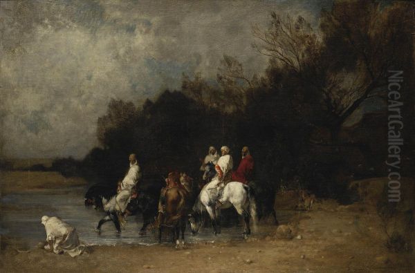 Cavaliers A L'oued Oil Painting by Gustave Achille Guillaumet