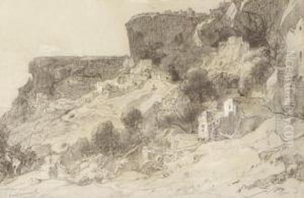 Mediterranean Cliff Dwellings Oil Painting by Gustave Achille Guillaumet