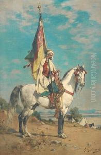 Man On Horseback Oil Painting by Gustave Achille Guillaumet