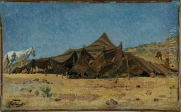 Zeltlager In Der Wuste Algeriens Oil Painting by Gustave Achille Guillaumet