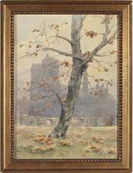 Notre Dame De Paris En Automne A Oil Painting by Gustave Achille Guillaumet