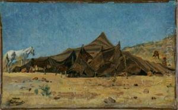 Zeltlager In Der Wuste Algeriens. Oil Painting by Gustave Achille Guillaumet