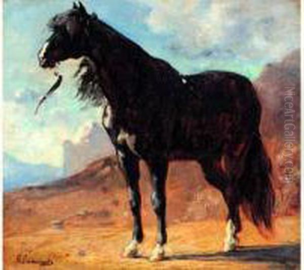 Portrait De Cheval Arabe Oil Painting by Gustave Achille Guillaumet