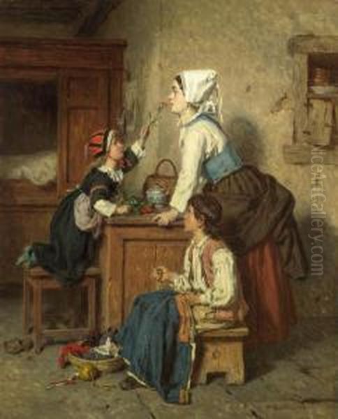 The Scent Of Fresh Flowers Oil Painting by Alexandre Marie Guillemin